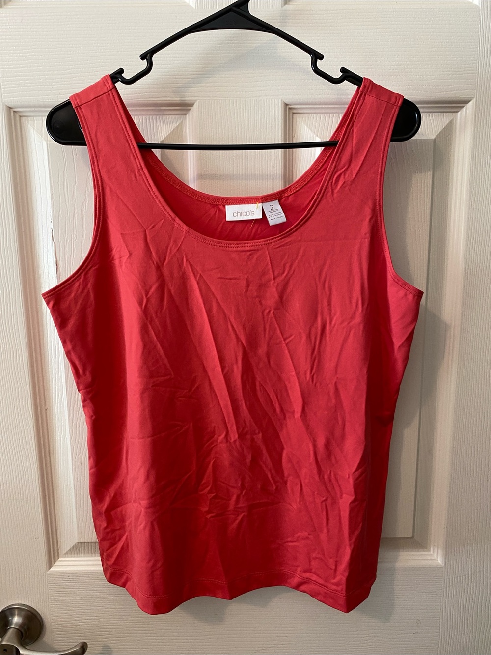 Chico's Coral-Red Scoop Neck Tank Top